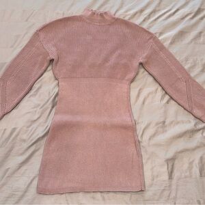 Elegant Pink Long Sleeve Dress - MAUVE